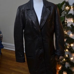 Size 14 Vintage Lambskin Leather Trench Coat
